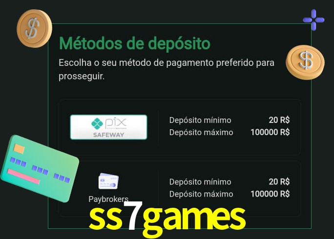O cassino ss7games oferece uma grande variedade de métodos de pagamento